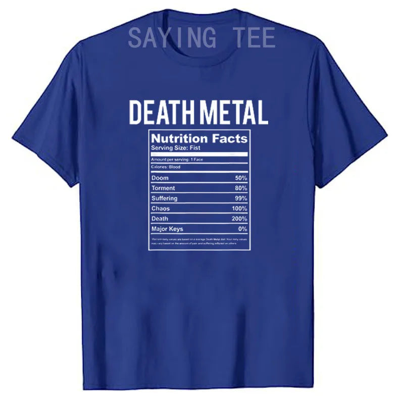 Death Metal Unicorn T-Shirt Funny Brutal Death Metal Nutrition Facts Concert Tee Gift Rainbow Grim Reaper Cool Halloween Costume