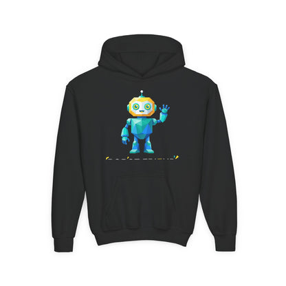 Youth Hoodie — Colorful Robot Front & "Level Up" Retro Gamer Back Design