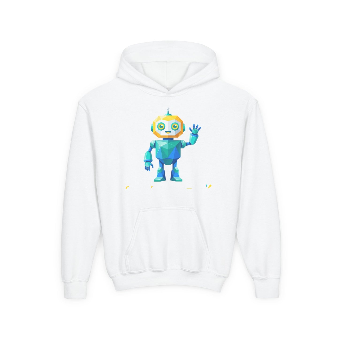 Youth Hoodie — Colorful Robot Front & "Level Up" Retro Gamer Back Design