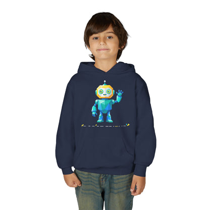 Youth Hoodie — Colorful Robot Front & "Level Up" Retro Gamer Back Design