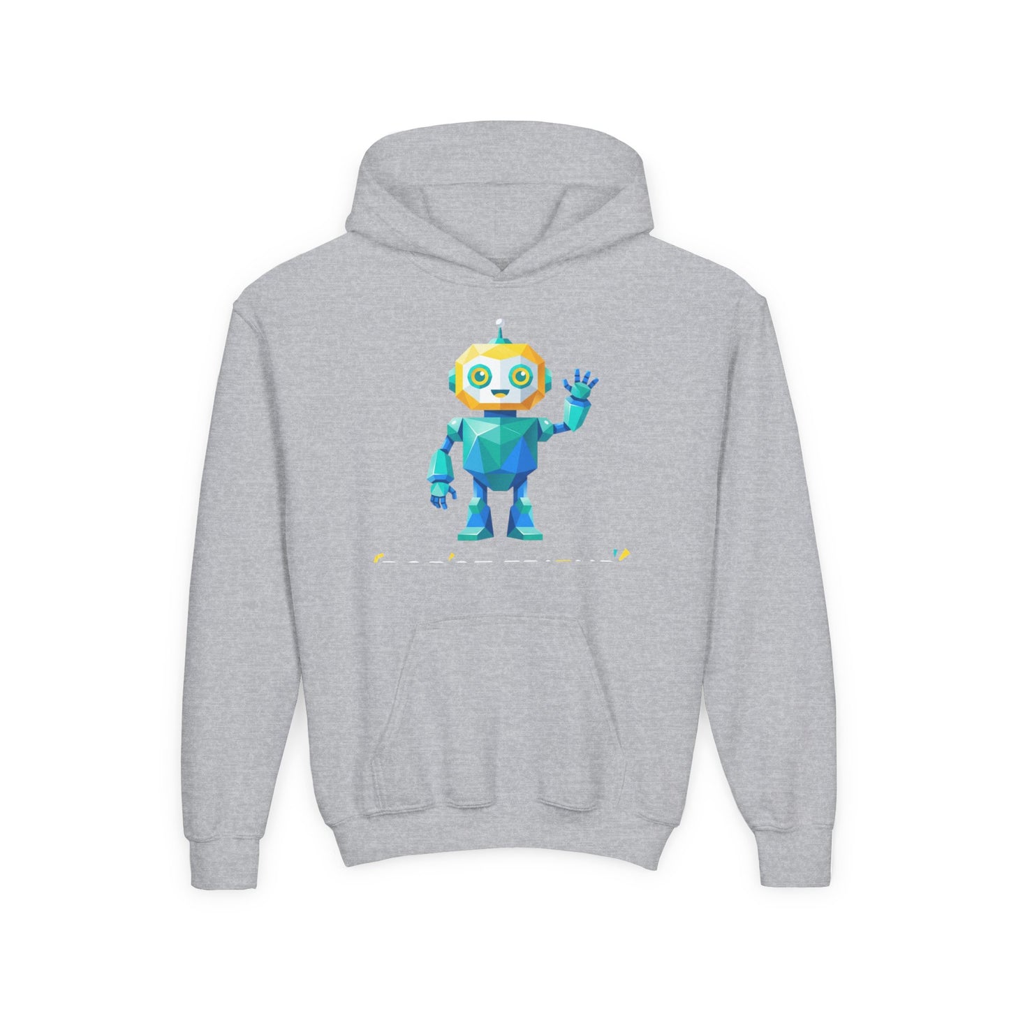 Youth Hoodie — Colorful Robot Front & "Level Up" Retro Gamer Back Design