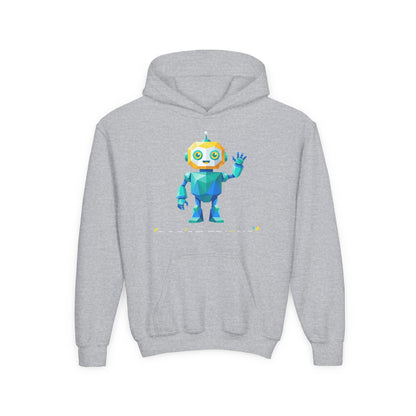 Youth Hoodie — Colorful Robot Front & "Level Up" Retro Gamer Back Design