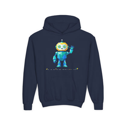 Youth Hoodie — Colorful Robot Front & "Level Up" Retro Gamer Back Design