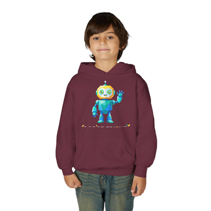 Youth Hoodie — Colorful Robot Front & "Level Up" Retro Gamer Back Design