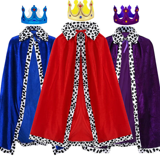Halloween Cloak Children Adult King Party Performance Blue Fuchsia Christmas Cloak Cape Shawl