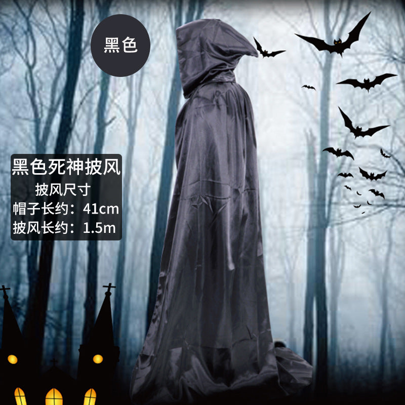 Halloween Costume Adult cosplay Death Cloak Performance Costume Black Wizard Robe Cloak Vampire