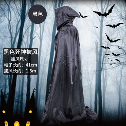 Halloween Costume Adult cosplay Death Cloak Performance Costume Black Wizard Robe Cloak Vampire