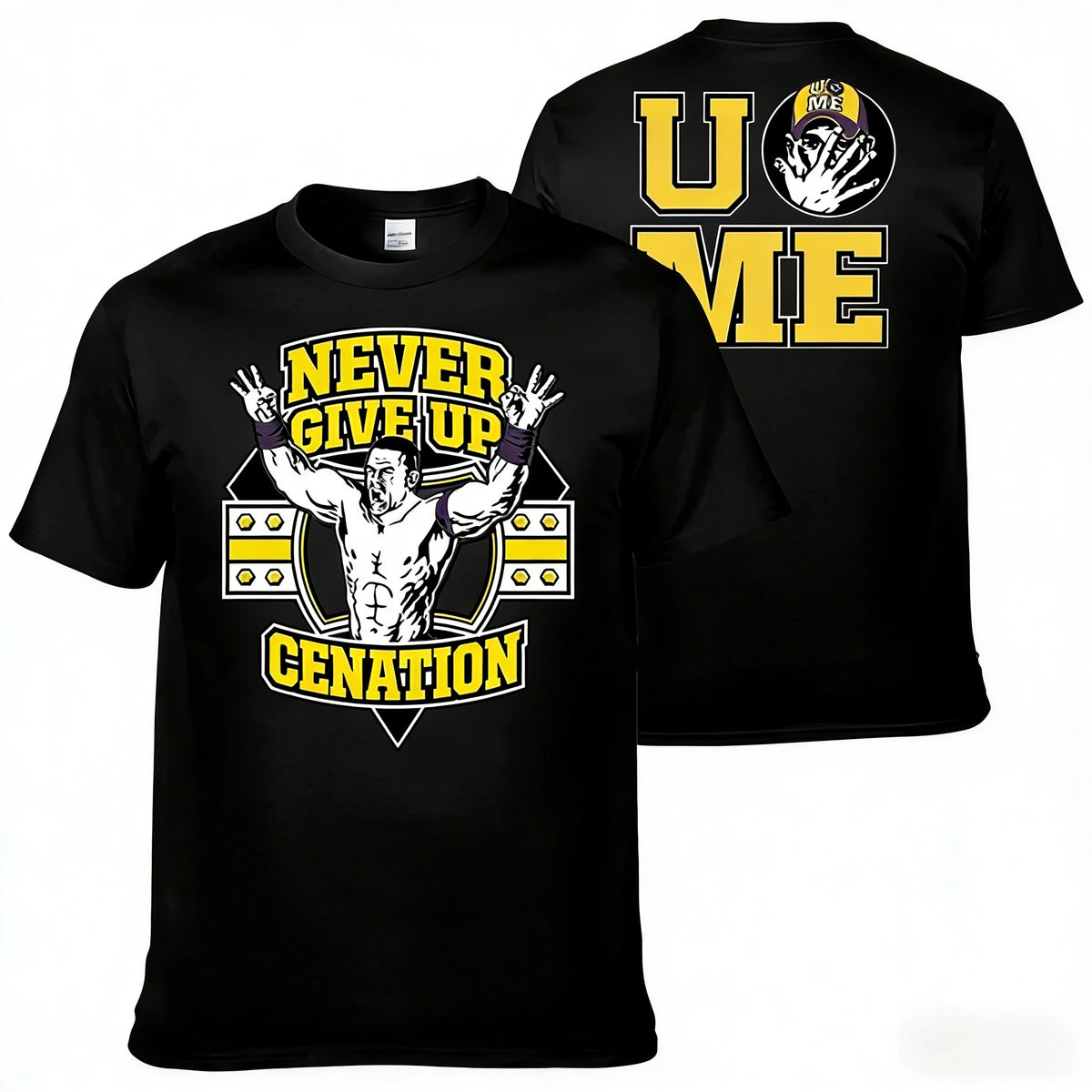 2026 Men's John Inspired Double Sided Print Oversized T-shirt Casual Cotton Short Sleeve Graphic Tee for Summer Wrestling Fans