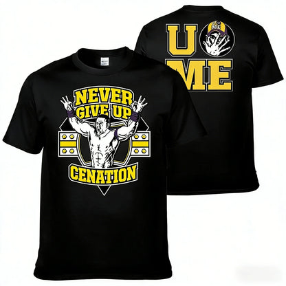 2026 Men's John Inspired Double Sided Print Oversized T-shirt Casual Cotton Short Sleeve Graphic Tee for Summer Wrestling Fans