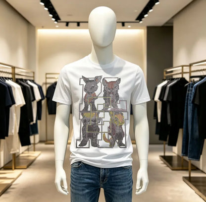 High Quality Designer Streetwear Rhinestone T-Shirt For Men New Designer Top Brand Men Tshirts