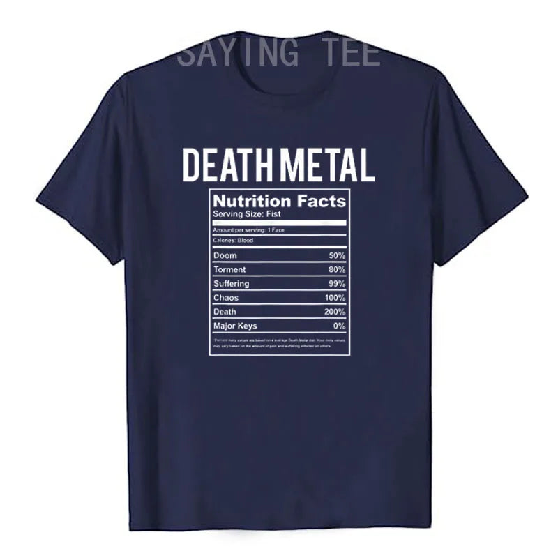 Death Metal Unicorn T-Shirt Funny Brutal Death Metal Nutrition Facts Concert Tee Gift Rainbow Grim Reaper Cool Halloween Costume