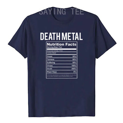 Death Metal Unicorn T-Shirt Funny Brutal Death Metal Nutrition Facts Concert Tee Gift Rainbow Grim Reaper Cool Halloween Costume