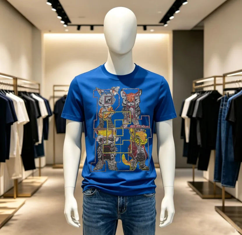 High Quality Designer Streetwear Rhinestone T-Shirt For Men New Designer Top Brand Men Tshirts