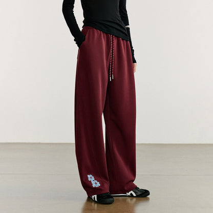 TOYOUTH Women Casual Sweatpants 2026 Autumn New Green Velvet Embroidered Drawstring Elastic Waist Sport Cotton Banana Pants