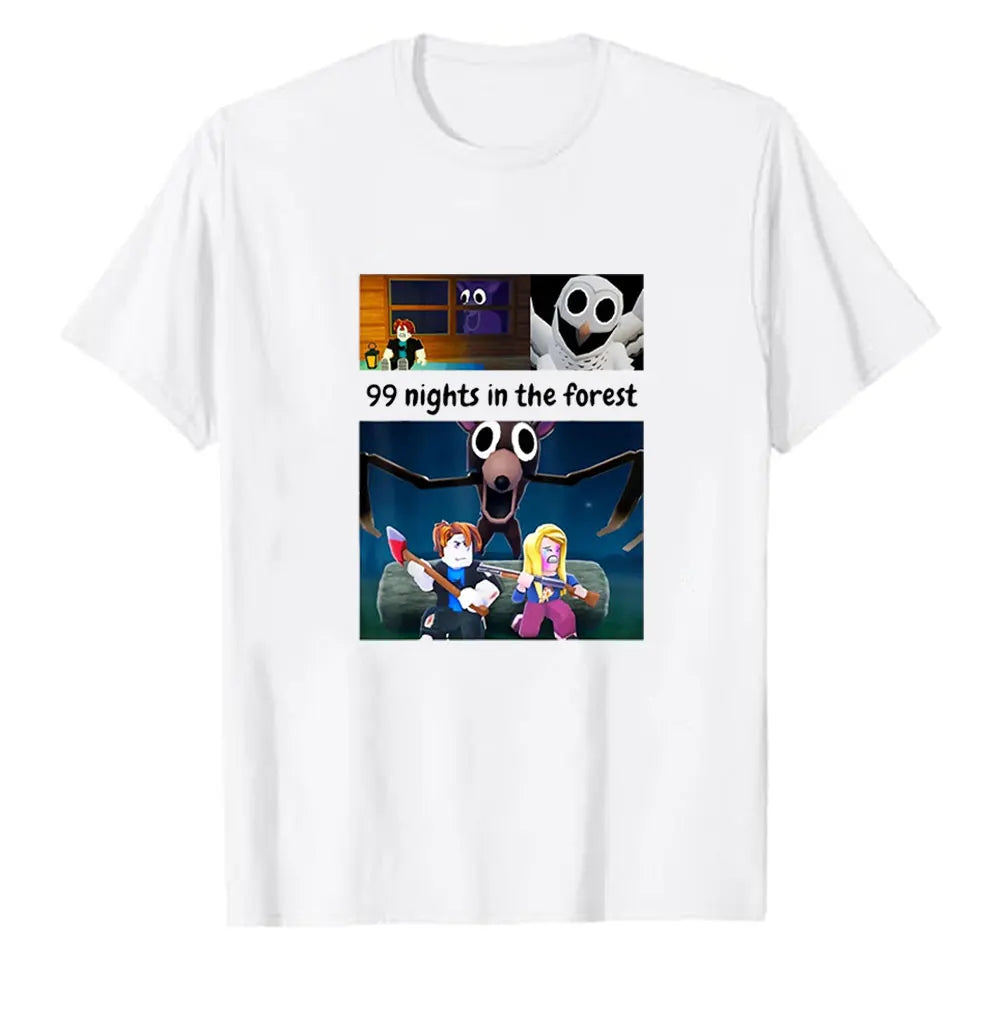 99 Nights Shirt in The Forest 8 Designs Bundle Inspired Gaming Aesthetic Run Halloween Owl in The Forest Kids Meme Men's T-Shirt