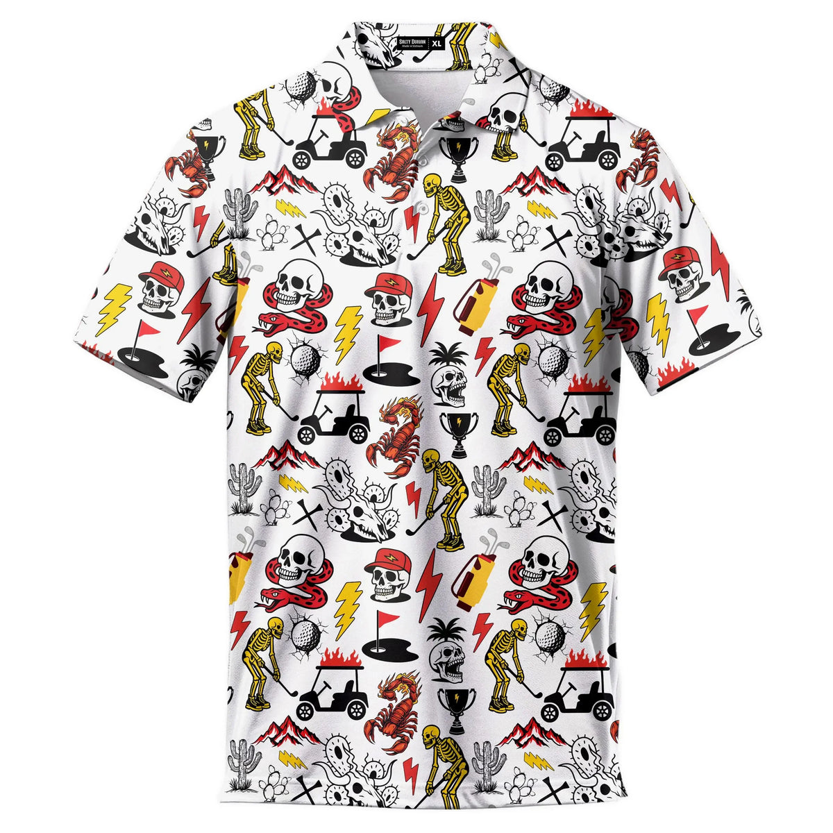 Polo Skull Hawaiian Shirts For Men Skeleton Mens Golf Polo Shirts Short Sleeve 2025 Golf Shirts Horror Zombie Halloween Tops