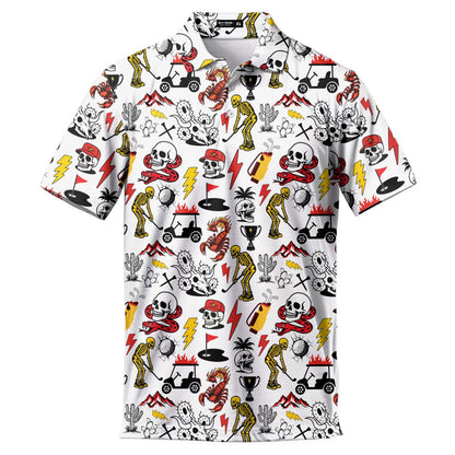 Polo Skull Hawaiian Shirts For Men Skeleton Mens Golf Polo Shirts Short Sleeve 2025 Golf Shirts Horror Zombie Halloween Tops