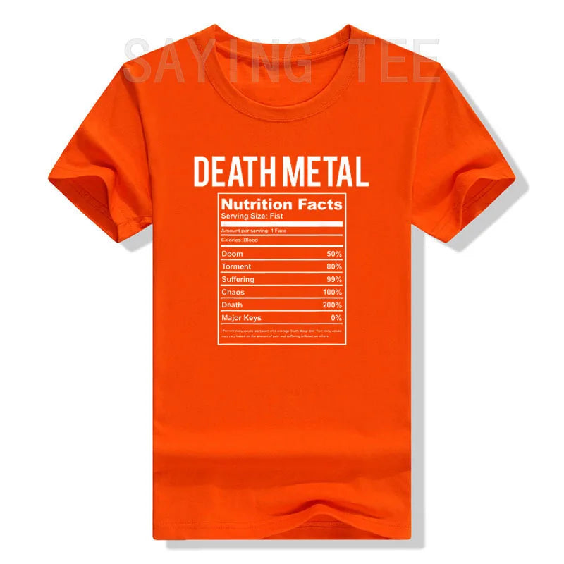 Death Metal Unicorn T-Shirt Funny Brutal Death Metal Nutrition Facts Concert Tee Gift Rainbow Grim Reaper Cool Halloween Costume