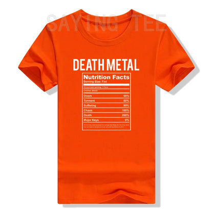 Death Metal Unicorn T-Shirt Funny Brutal Death Metal Nutrition Facts Concert Tee Gift Rainbow Grim Reaper Cool Halloween Costume