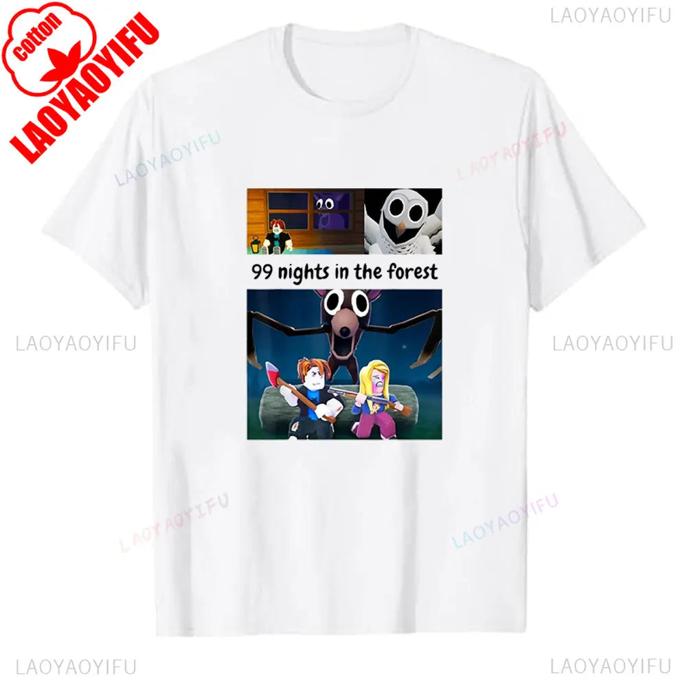 99 Nights Shirt in The Forest 8 Designs Bundle Inspired Gaming Aesthetic Run Halloween Owl in The Forest Kids Meme Men's T-Shirt
