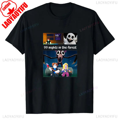 99 Nights Shirt in The Forest 8 Designs Bundle Inspired Gaming Aesthetic Run Halloween Owl in The Forest Kids Meme Men's T-Shirt