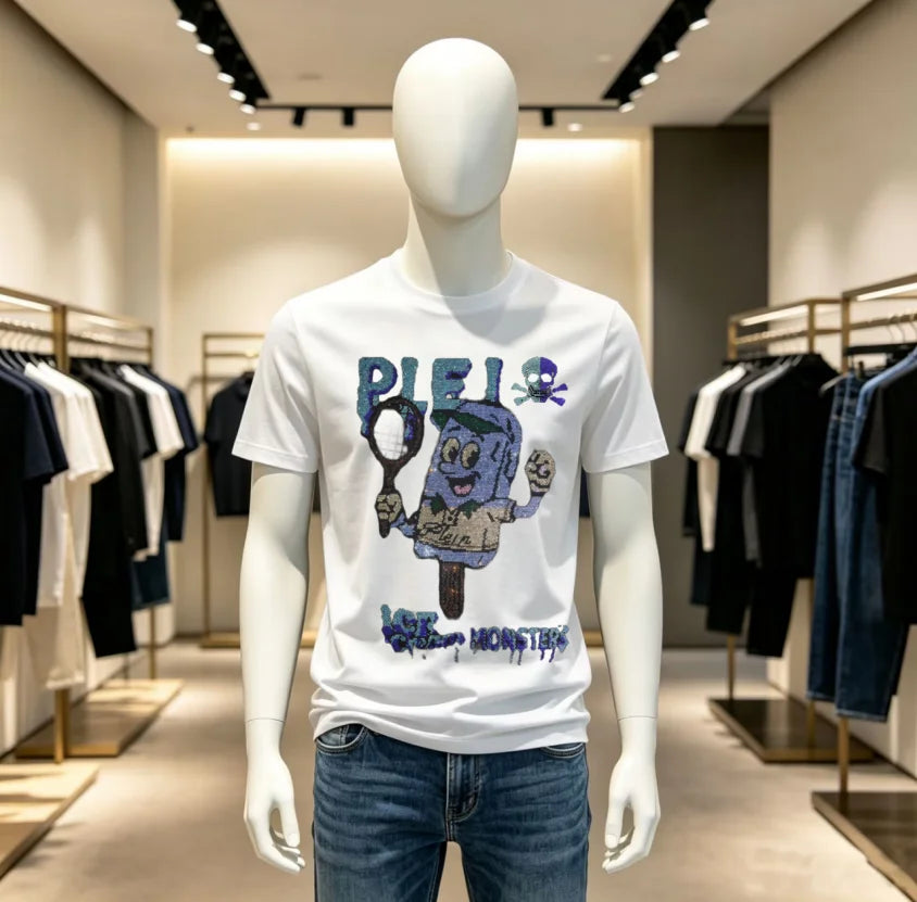 High Quality Designer Streetwear Rhinestone T-Shirt For Men New Designer Top Brand Men Tshirts