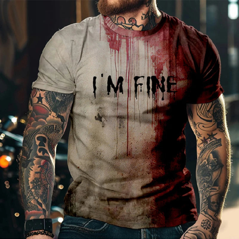 Halloween Horror Men's T-Shirts Blood 3D Print O-Neck Short Sleeve T Shirt Oversized Tees Harajuku Tops Unisex Spoof Clothing