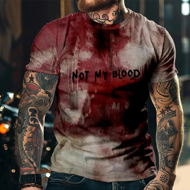 Halloween Horror Men's T-Shirts Blood 3D Print O-Neck Short Sleeve T Shirt Oversized Tees Harajuku Tops Unisex Spoof Clothing