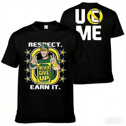 2026 Men's John Inspired Double Sided Print Oversized T-shirt Casual Cotton Short Sleeve Graphic Tee for Summer Wrestling Fans