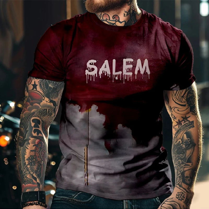 Halloween Horror Men's T-Shirts Blood 3D Print O-Neck Short Sleeve T Shirt Oversized Tees Harajuku Tops Unisex Spoof Clothing