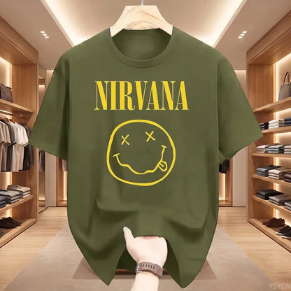 New Nirvana Rock Band Men's 100%cotton T-shirt Hip-hop Style Men's and Women's Oversized Y2K Tee Casual Loose Outdoor Street