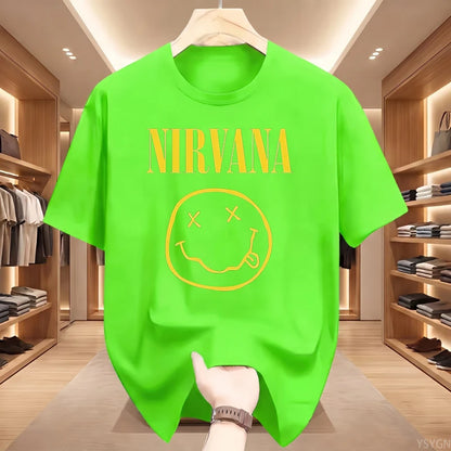 New Nirvana Rock Band Men's 100%cotton T-shirt Hip-hop Style Men's and Women's Oversized Y2K Tee Casual Loose Outdoor Street