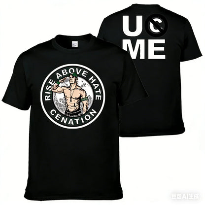 2026 Men's John Inspired Double Sided Print Oversized T-shirt Casual Cotton Short Sleeve Graphic Tee for Summer Wrestling Fans
