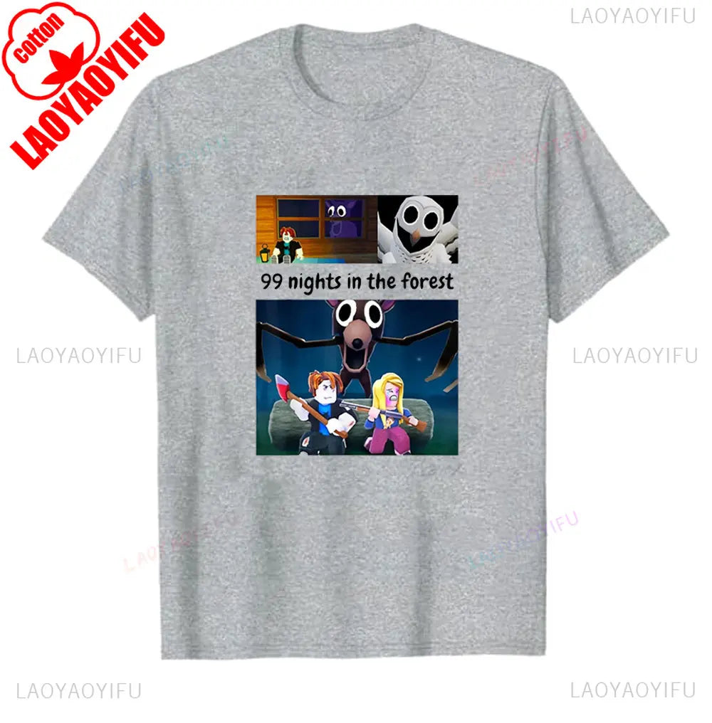 99 Nights Shirt in The Forest 8 Designs Bundle Inspired Gaming Aesthetic Run Halloween Owl in The Forest Kids Meme Men's T-Shirt
