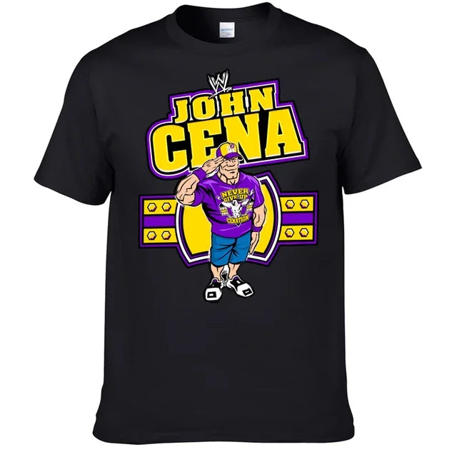 2026 Men's John Inspired Double Sided Print Oversized T-shirt Casual Cotton Short Sleeve Graphic Tee for Summer Wrestling Fans