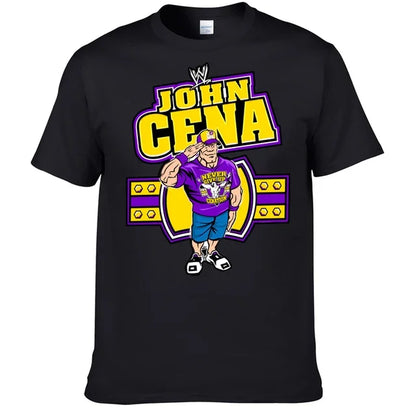 2026 Men's John Inspired Double Sided Print Oversized T-shirt Casual Cotton Short Sleeve Graphic Tee for Summer Wrestling Fans
