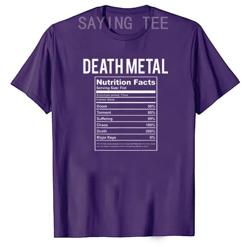 Death Metal Unicorn T-Shirt Funny Brutal Death Metal Nutrition Facts Concert Tee Gift Rainbow Grim Reaper Cool Halloween Costume