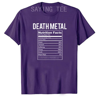 Death Metal Unicorn T-Shirt Funny Brutal Death Metal Nutrition Facts Concert Tee Gift Rainbow Grim Reaper Cool Halloween Costume