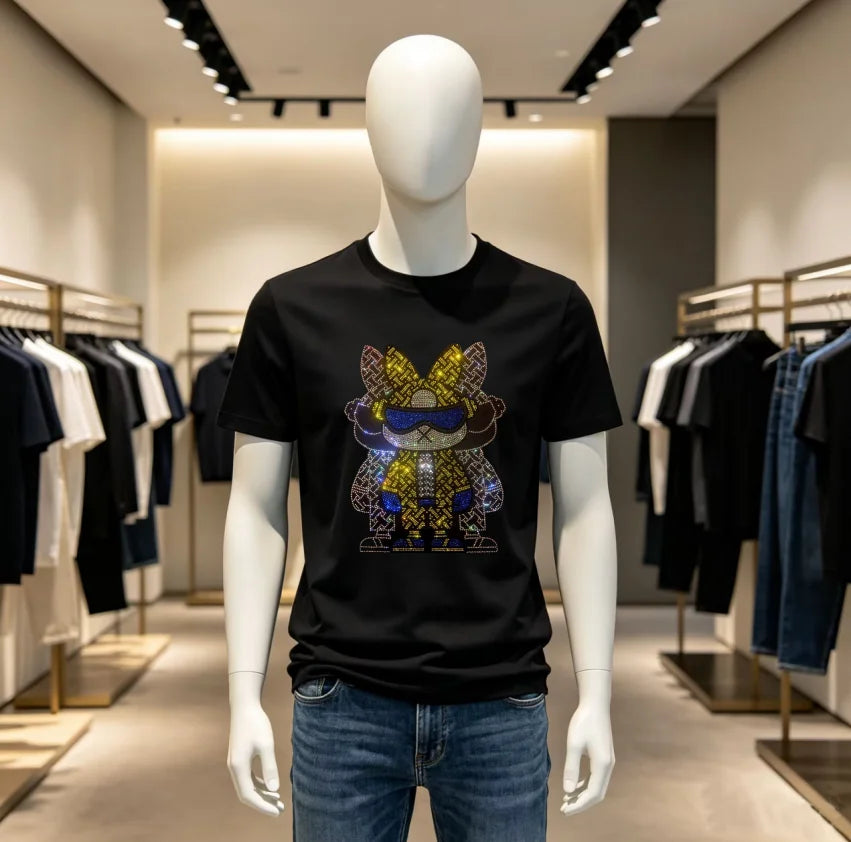 High Quality Designer Streetwear Rhinestone T-Shirt For Men New Designer Top Brand Men Tshirts