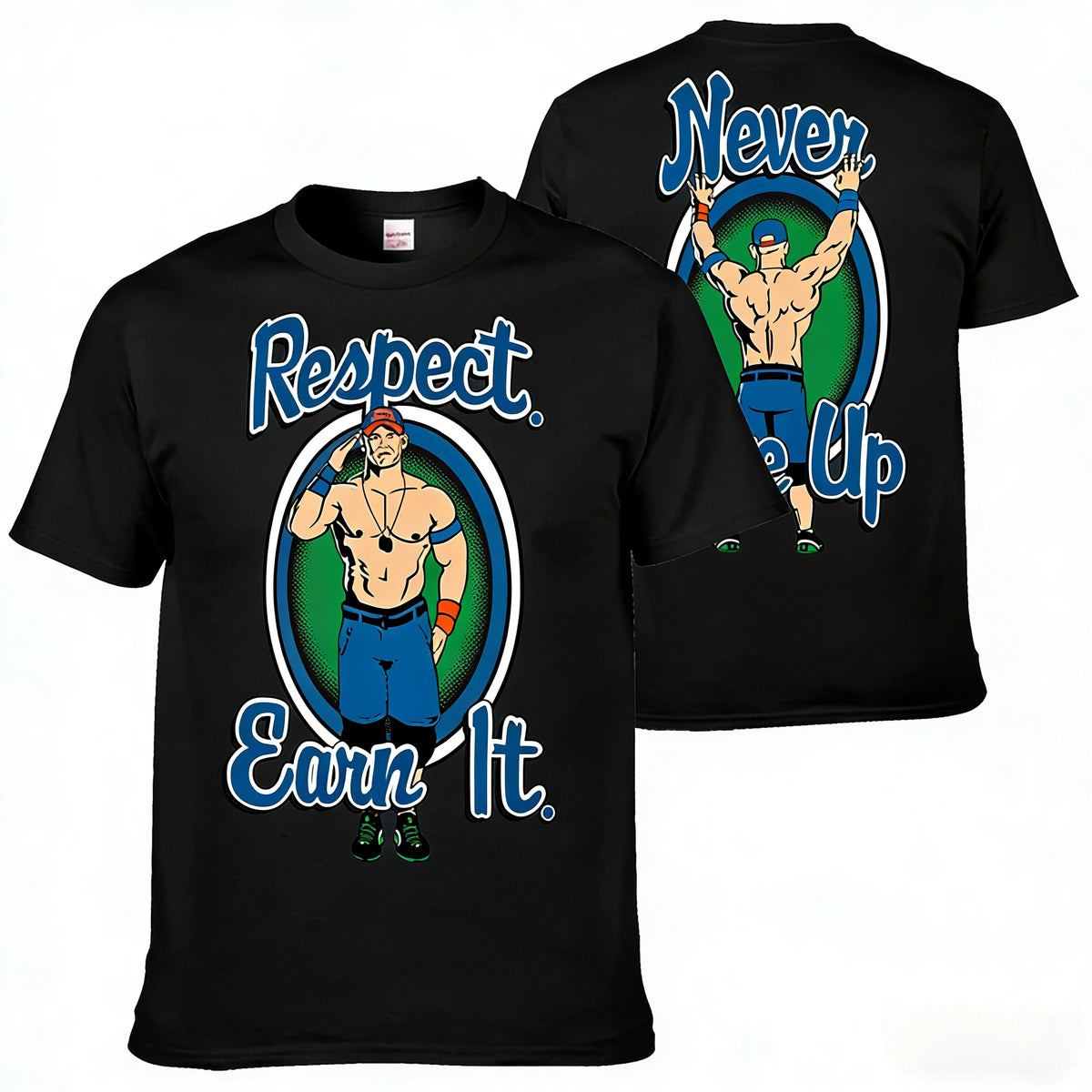 2026 Men's John Inspired Double Sided Print Oversized T-shirt Casual Cotton Short Sleeve Graphic Tee for Summer Wrestling Fans