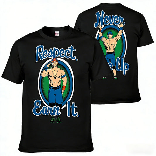 2026 Men's John Inspired Double Sided Print Oversized T-shirt Casual Cotton Short Sleeve Graphic Tee for Summer Wrestling Fans