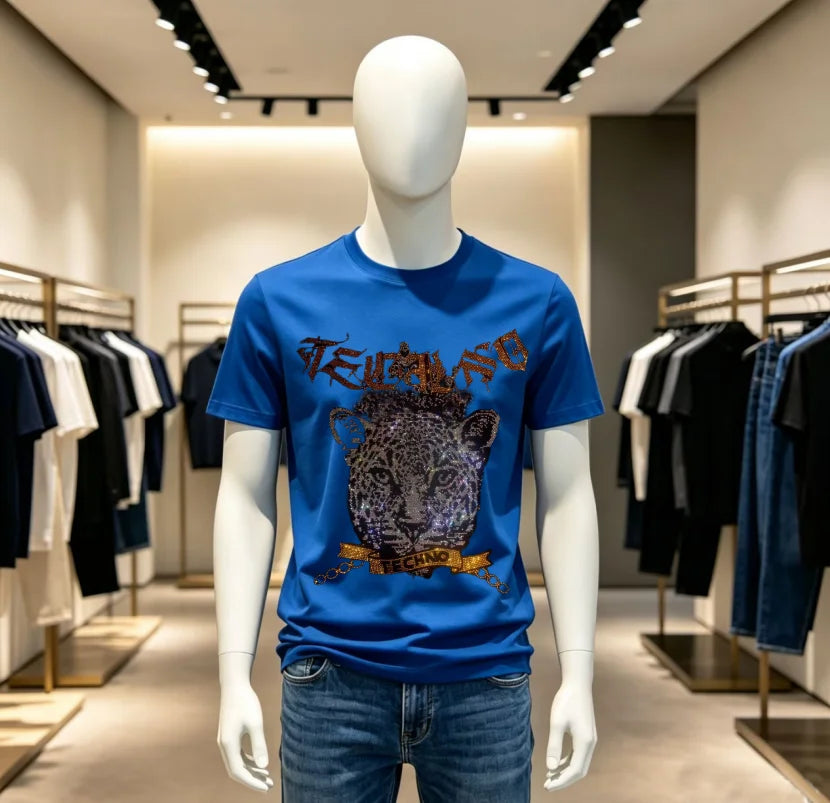 High Quality Designer Streetwear Rhinestone T-Shirt For Men New Designer Top Brand Men Tshirts