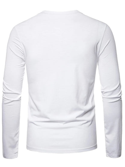 New Men's 3D Horror Skull T-shirt Retro Long-sleeved Round-neck Top Men's Fashionable Halloween Abstract Street Casual Wear