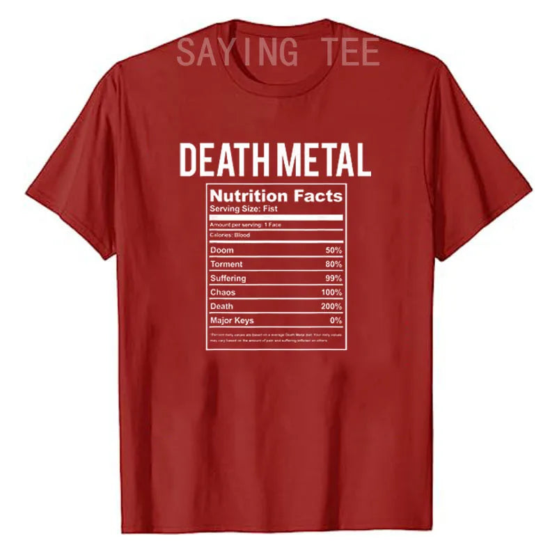 Death Metal Unicorn T-Shirt Funny Brutal Death Metal Nutrition Facts Concert Tee Gift Rainbow Grim Reaper Cool Halloween Costume