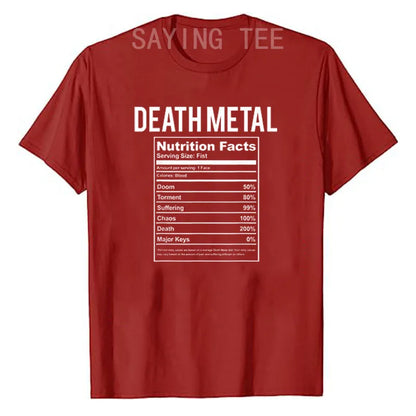 Death Metal Unicorn T-Shirt Funny Brutal Death Metal Nutrition Facts Concert Tee Gift Rainbow Grim Reaper Cool Halloween Costume
