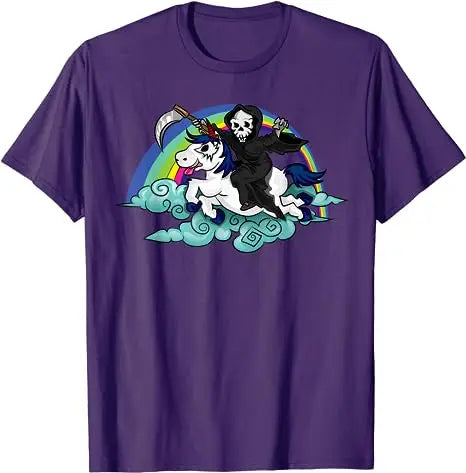 Death Metal Unicorn T-Shirt Funny Brutal Death Metal Nutrition Facts Concert Tee Gift Rainbow Grim Reaper Cool Halloween Costume