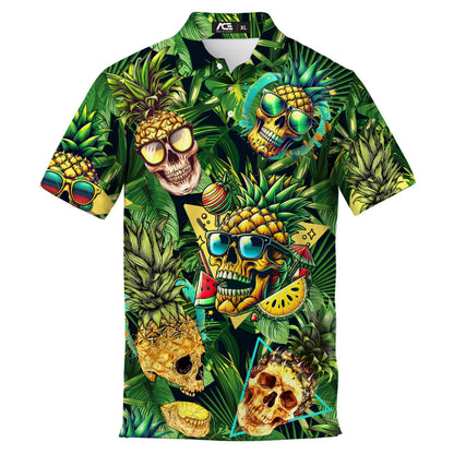 Polo Skull Hawaiian Shirts For Men Skeleton Mens Golf Polo Shirts Short Sleeve 2025 Golf Shirts Horror Zombie Halloween Tops