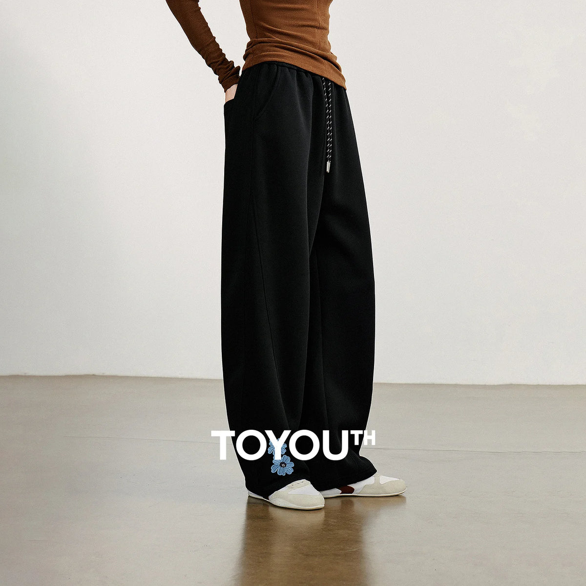 TOYOUTH Women Casual Sweatpants 2026 Autumn New Green Velvet Embroidered Drawstring Elastic Waist Sport Cotton Banana Pants