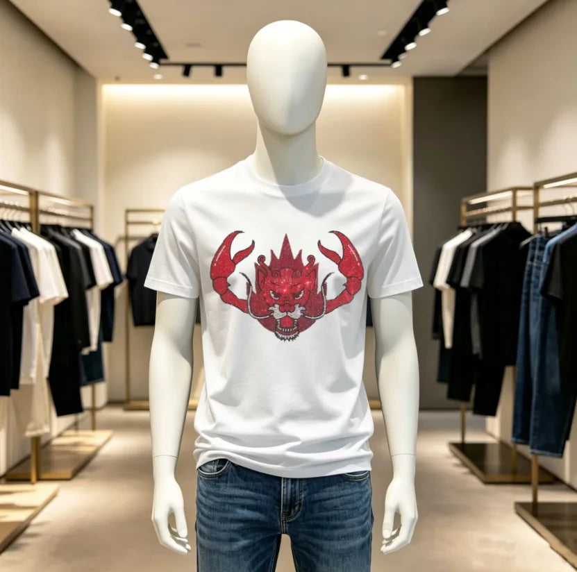High Quality Designer Streetwear Rhinestone T-Shirt For Men New Designer Top Brand Men Tshirts